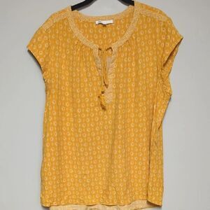 DR2 Yellow Cap Sleeve Tie Front Blouse